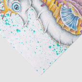 Seapaarden Oranje Magenta Splash Ink Tissuepapier (Detail)