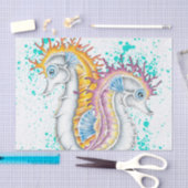 Seapaarden Oranje Magenta Splash Ink Tissuepapier (Craft)