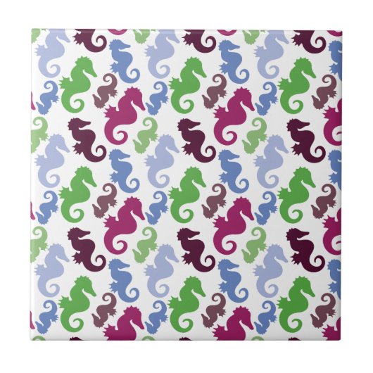 Seapaarden Pattern Nautical Beach Theme Giften Tegeltje (Voorkant)