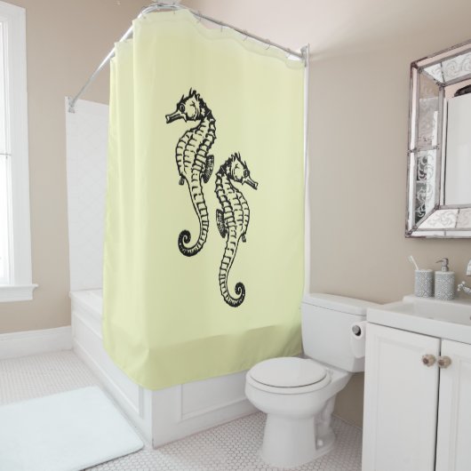 Seapaarden Yellow Douchegordijn (In situ)