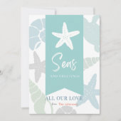 Seas et salutations Seashell Carte photo de vacanc (Devant)