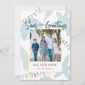 Seas et salutations Seashell Carte photo de vacanc (Devant)