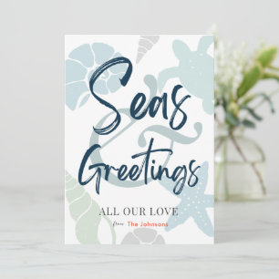 Seas et salutations Seashell Carte photo de vacanc