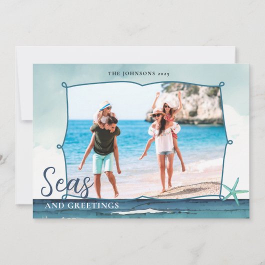 Seas & Greetings Coastal Christmas with photo Feestdagenkaart (Voorkant)