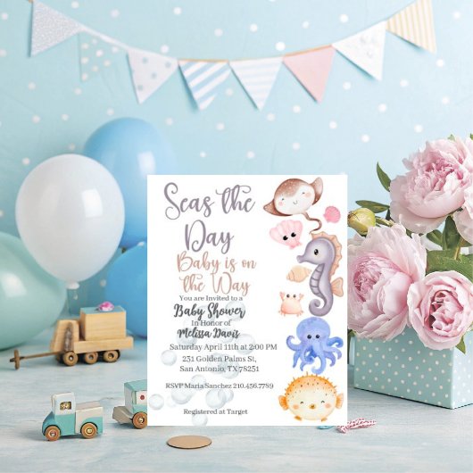 Seas the Day Baby Shower Invitation