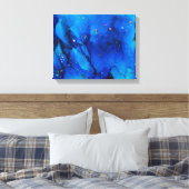 Seascape Alcohol Ink Abstract Canvas Afdruk (Insitu (Slaapkamer))