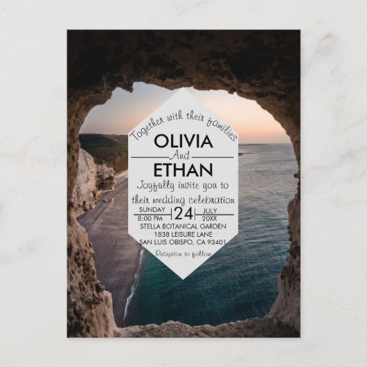 Seascape beach mariage Invitation Carte postale (Devant)