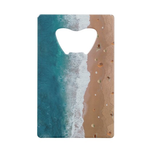 SEASCAPE BEACH SHELLS ZOMERVAKANTIE KREDIETKAART FLESSENOPENER (Voorkant)