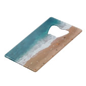 SEASCAPE BEACH SHELLS ZOMERVAKANTIE KREDIETKAART FLESSENOPENER (Voorkant Gekanteld)