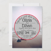 Seascape Beach Shore Navy Summer Wedding Kaart (Voorkant)