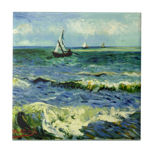 Seascape bij Saintes-Maries door van Gogh Tegeltje (Voorkant)