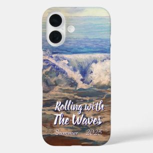 Seascape Blue Waves NATUUR Personaliseren iPhone 16 Hoesje