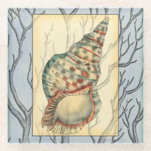Seashell and Tree Branches Glazen Onderzetter