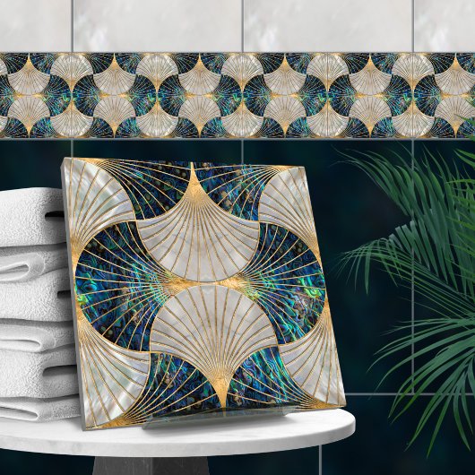 Seashell Art Deco - Abalone Shell en Pearl Tegeltje