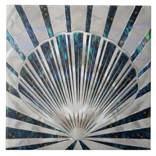 Seashell Art Deco - Abalone Shell en Pearl Tegeltje (Voorkant)