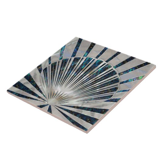 Seashell Art Deco - Abalone Shell en Pearl Tegeltje (Zijkant)