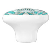 Seashell Art Deco - Aquamarijn en Parel Keramische Knop (Zijkant)