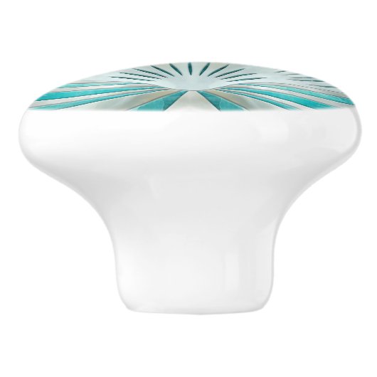 Seashell Art Deco - Aquamarijn en Parel Keramische Knop (Zijkant)