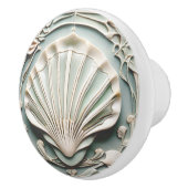 Seashell Art Nouveau Faux Relief Mint White Shell Keramische Knop (Rechts)