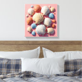 Seashell Assortiment op Zacht Roze Canvas Art (Insitu (Slaapkamer))