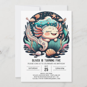 Seashell Axolotl Invitation Anniversaire
