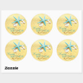 Seashell Beach Bestemming Trouwlabel Ronde Sticker (Vel)