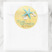 Seashell Beach Bestemming Trouwlabel Ronde Sticker (Tas)
