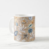 Seashell Beach Burlap Koffie Thee Koffiemok (Voorkant links)