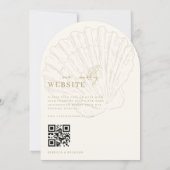 Seashell Beach Coastal Ivory & Gold Arch Wedding Kaart (Achterkant)