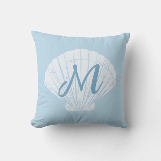 Seashell Beach Coastal Monogram Kussen (Voorkant)