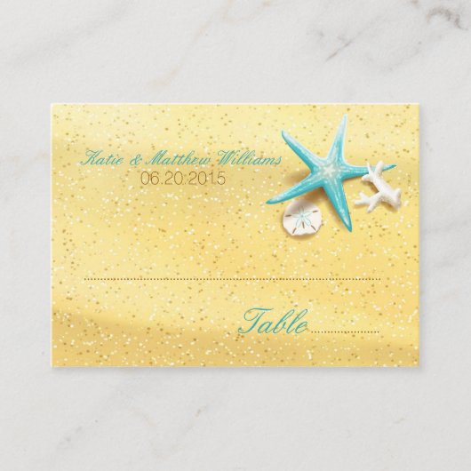 Seashell Beach Destination Mariage Cartes de lieu (Devant)