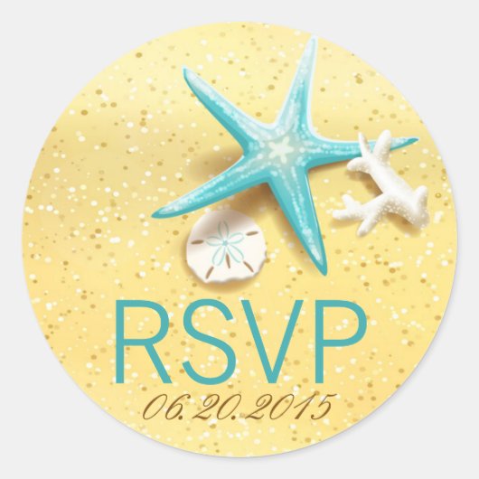 Seashell Beach Destination Mariage RSVP Étiquette (Devant)