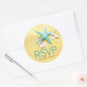 Seashell Beach Destination Mariage RSVP Étiquette (Enveloppe)