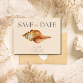 Seashell Beach Destination Wedding Bewaar de datum Aankondigingskaart