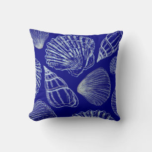 Seashell Beach House Coastal Blue White Shell Kussen