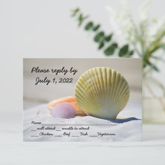 Seashell Beach Mariage Carte de réponse (Debout devant)