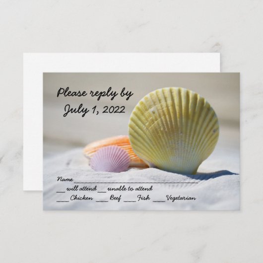 Seashell Beach Mariage Carte de réponse (Devant / Derrière)