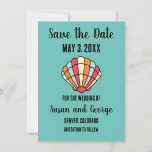 Seashell Beach Nautical Save the Date Uitnodiging