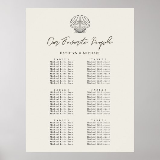 Seashell Beach Ocean Mariage 6 Tableau de sièges (Devant)