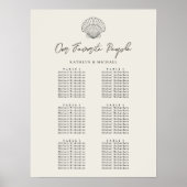 Seashell Beach Ocean Wedding 6 Tafelzitgrafiek Poster (Voorkant)