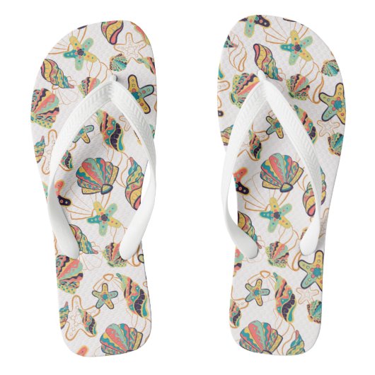 Seashell Beach Patroon Teenslippers (Voetbed)