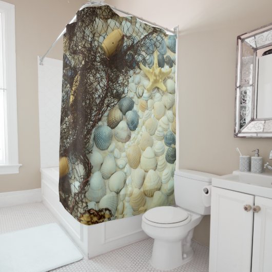 Seashell Beach Salle de bain Douche rideau (En situation)