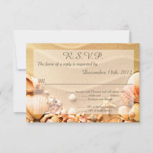Seashell Beach Sand 3.5x5 R.S.V.P. Reply Kaart (Voorkant)