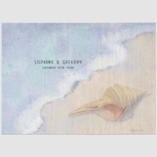 Seashell Beach Sand Blue White Wave Decoupage Tissuepapier