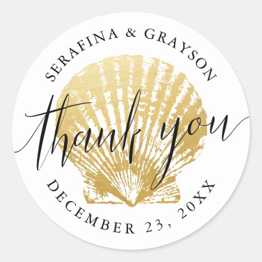 Seashell Beach Wedding Favor Invitation Stickers (Voorkant)