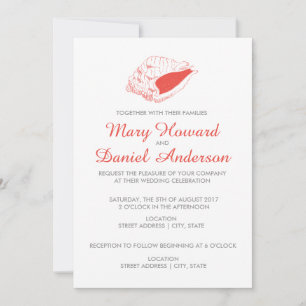 Seashell Beach Wedding Invitation (corail)