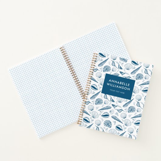 Seashell Blauw en wit strand Notitieboek (Binnen)