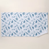 Seashell Blauw Wit strand Strandlaken (Voorkant)