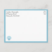 Seashell Blue Nautical Beach vrijgezellenfeest Uitnodiging Briefkaart (Achterkant)