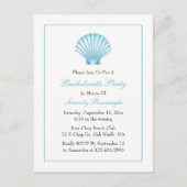 Seashell Blue Nautical Beach vrijgezellenfeest Uitnodiging Briefkaart (Voorkant)